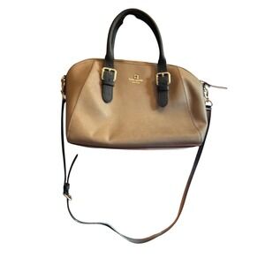 Kate Spade Dome Satchel‎ Crossbody Purse Taupe Brown Handles Gold Hardware